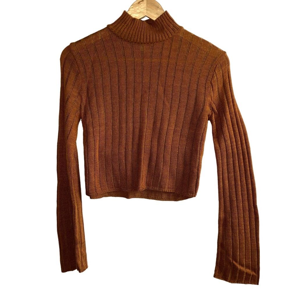 Abound Women's Cropped Ribbed Sweater Long Sleeves Small NWOT !